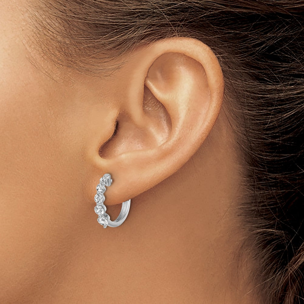 True Origin 14K White Gold 1 carat Lab Grown Diamond VS+ F+ Hinged Hoop Complete Earrings