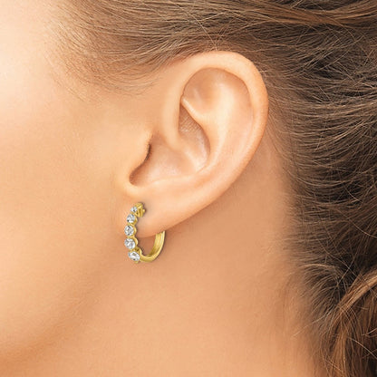 True Origin 14K Yellow Gold 1 carat Lab Grown Diamond VS+ F+ Hinged Hoop Complete Earrings