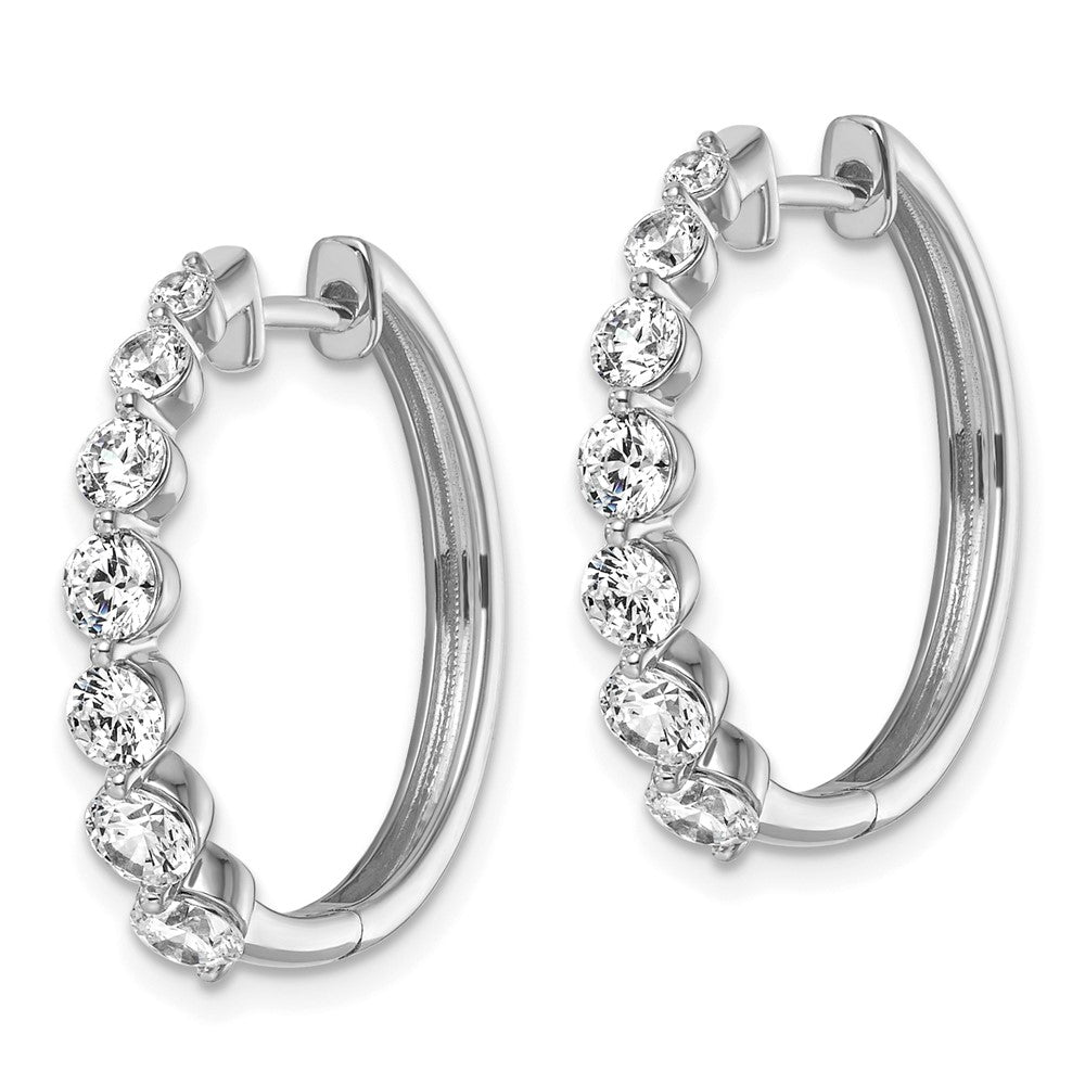 True Origin 14K White Gold 1 5/8 carat Lab Grown Diamond VS+ F+ Hinged Hoop Complete Earrings