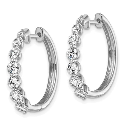 True Origin 14K White Gold 1 5/8 carat Lab Grown Diamond VS+ F+ Hinged Hoop Complete Earrings
