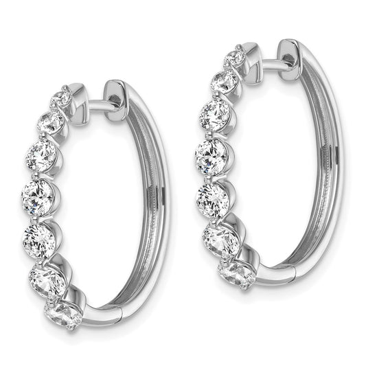 True Origin 14K White Gold 1 5/8 carat Lab Grown Diamond VS+ F+ Hinged Hoop Complete Earrings