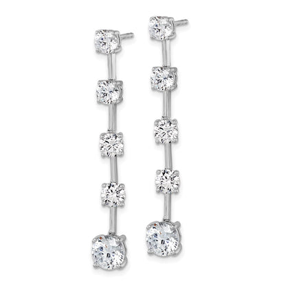 True Origin 14K White Gold 5 carat Lab Grown Diamond VS+ F+ Complete Round Post Graduated Dangle Earrings