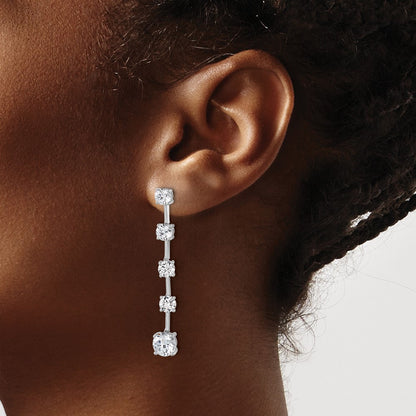 True Origin 14K White Gold 5 carat Lab Grown Diamond VS+ F+ Complete Round Post Graduated Dangle Earrings