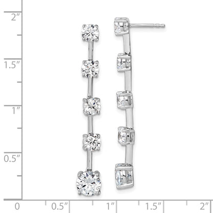 True Origin 14K White Gold 5 carat Lab Grown Diamond VS+ F+ Complete Round Post Graduated Dangle Earrings