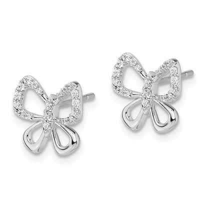 14k White Gold 1/6 carat Lab Grown Diamond VS/SI+ G+ Butterfly Post Earrings