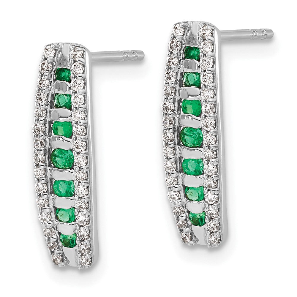 14k White Gold 1/3 carat Lab Grown Diamond VS/SI+ G+ and Created Emerald Complete Fashion Post Earrings