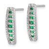 14k White Gold 1/3 carat Lab Grown Diamond VS/SI+ G+ and Created Emerald Complete Fashion Post Earrings
