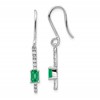 14k White Gold 1/8 carat Lab Grown Diamond VS/SI+ G+ and Created Emerald Complete Sheppards Hook Earrings