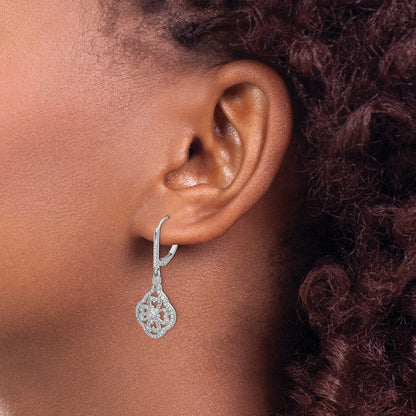 14k White Gold 1/2 carat Lab Grown Diamond VS/SI+ G+ Complete Fashion Leverback Earrings