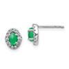 14k White Gold 1/6 carat Lab Grown Diamond VS/SI+ G+ and Oval Created Emerald Complete Halo Post Earrings