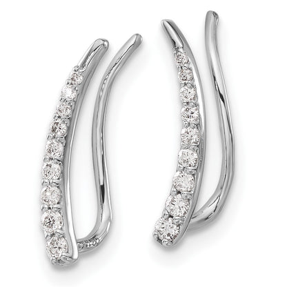 10k White Gold Graduated 1/6 carat Diamond Ear Climber Earrings