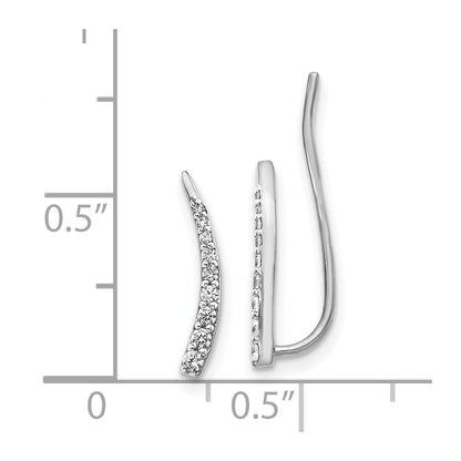 10k White Gold Graduated 1/6 carat Diamond Ear Climber Earrings