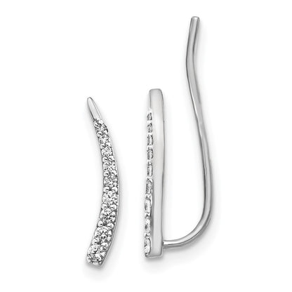 10k White Gold Graduated 1/6 carat Diamond Ear Climber Earrings