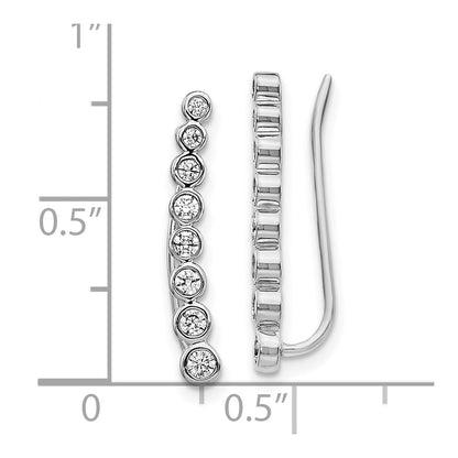 10k White Gold Graduated 3/8 carat Diamond Ear Climber Earrings