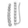 10k White Gold Graduated 3/8 carat Diamond Ear Climber Earrings