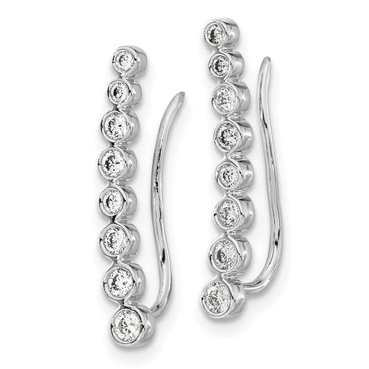 14k White Gold 3/8 carat Lab Grown Diamond VS/SI+ G+ Complete Ear Climber