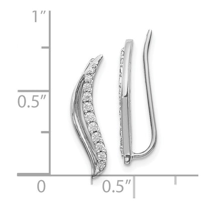 10k White Gold 1/4 carat Diamond Wave Ear Climber Earrings