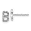 14k White Gold Diamond Initial B Post Earrings