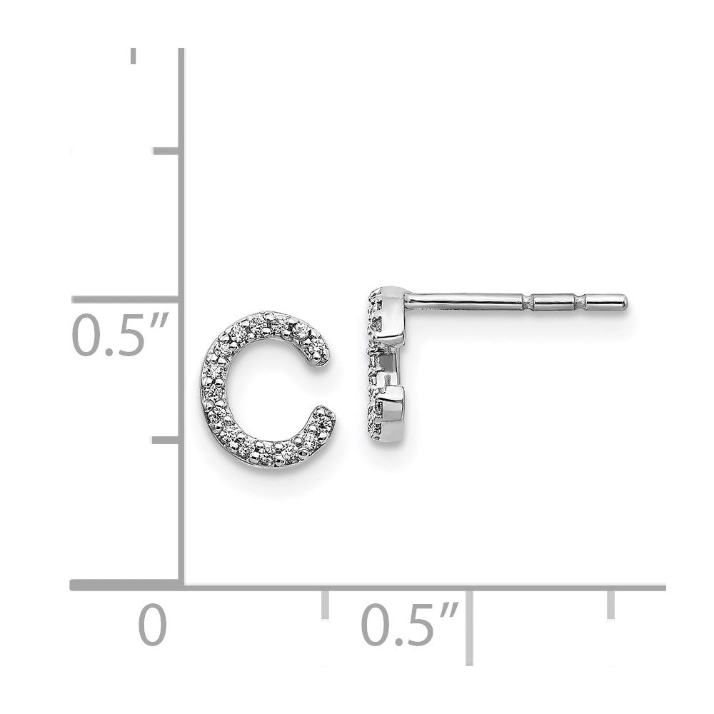 14k White Gold Diamond Initial C Post Earrings