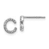 14k White Gold Diamond Initial C Post Earrings