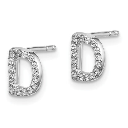 14k White Gold Diamond Initial D Post Earrings