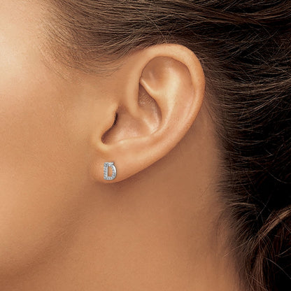 14k White Gold Diamond Initial D Post Earrings