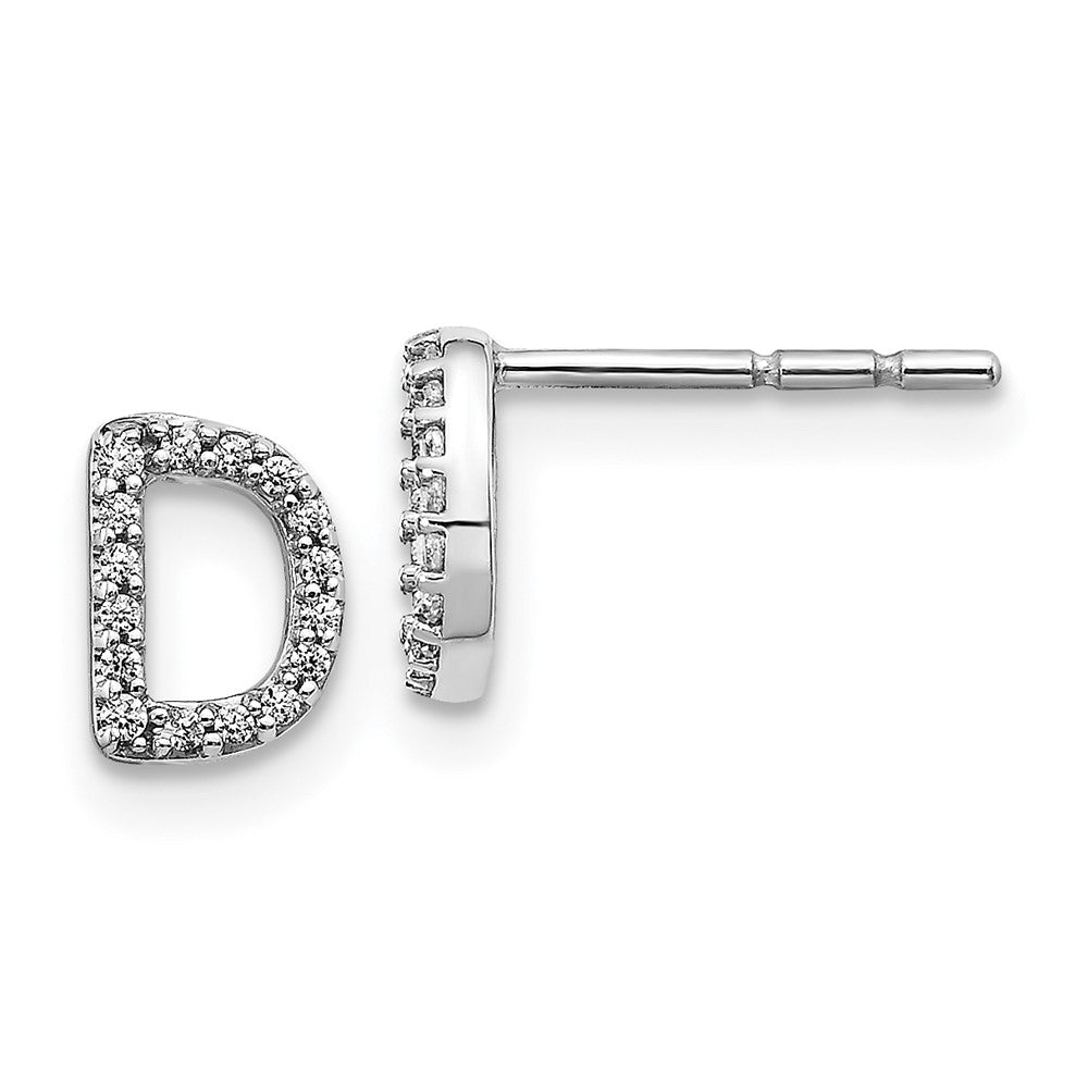 14k White Gold Diamond Initial D Post Earrings
