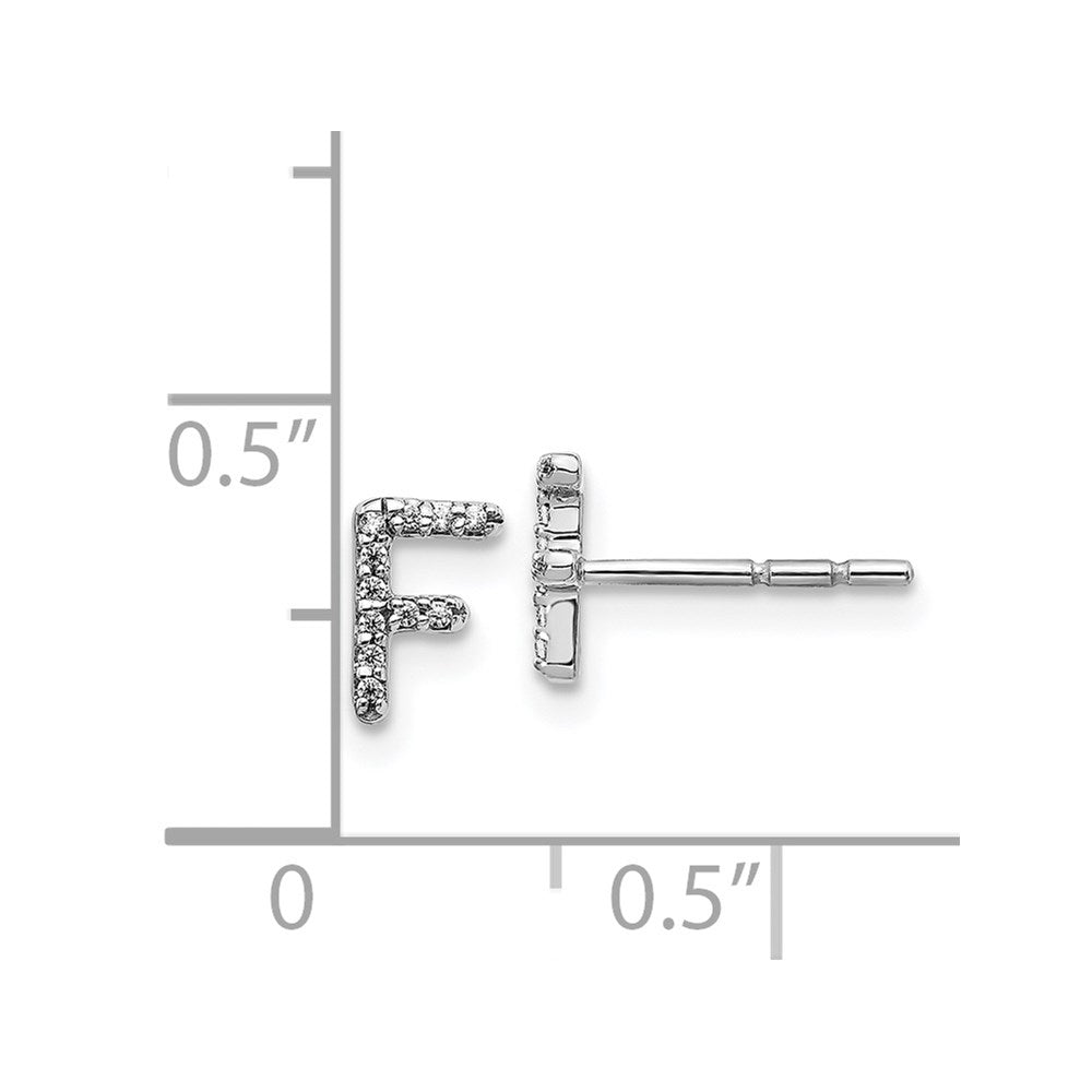14k White Gold Diamond Initial F Post Earrings