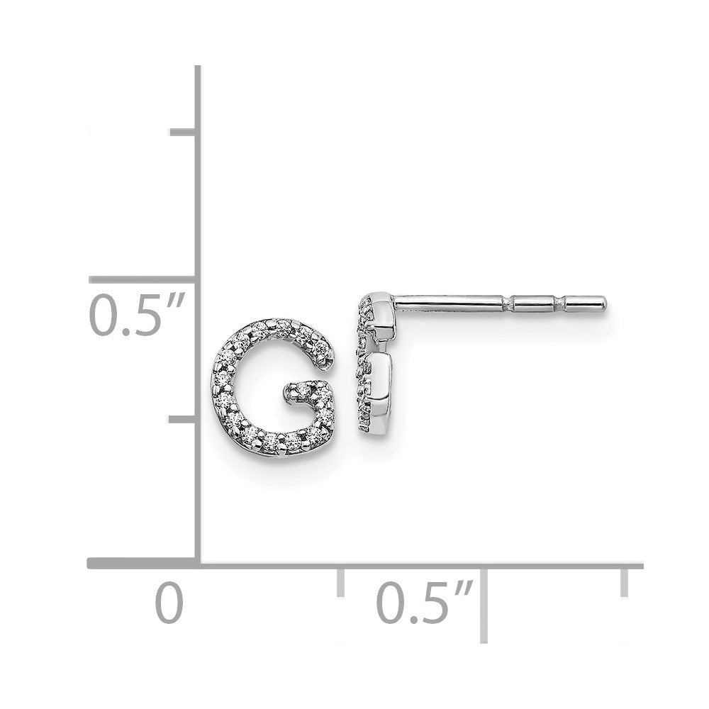14k White Gold Diamond Initial G Post Earrings
