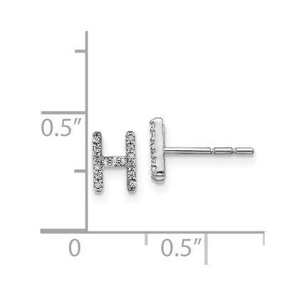 14k White Gold Diamond Initial H Post Earrings