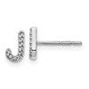 14k White Gold Diamond Initial J Post Earrings