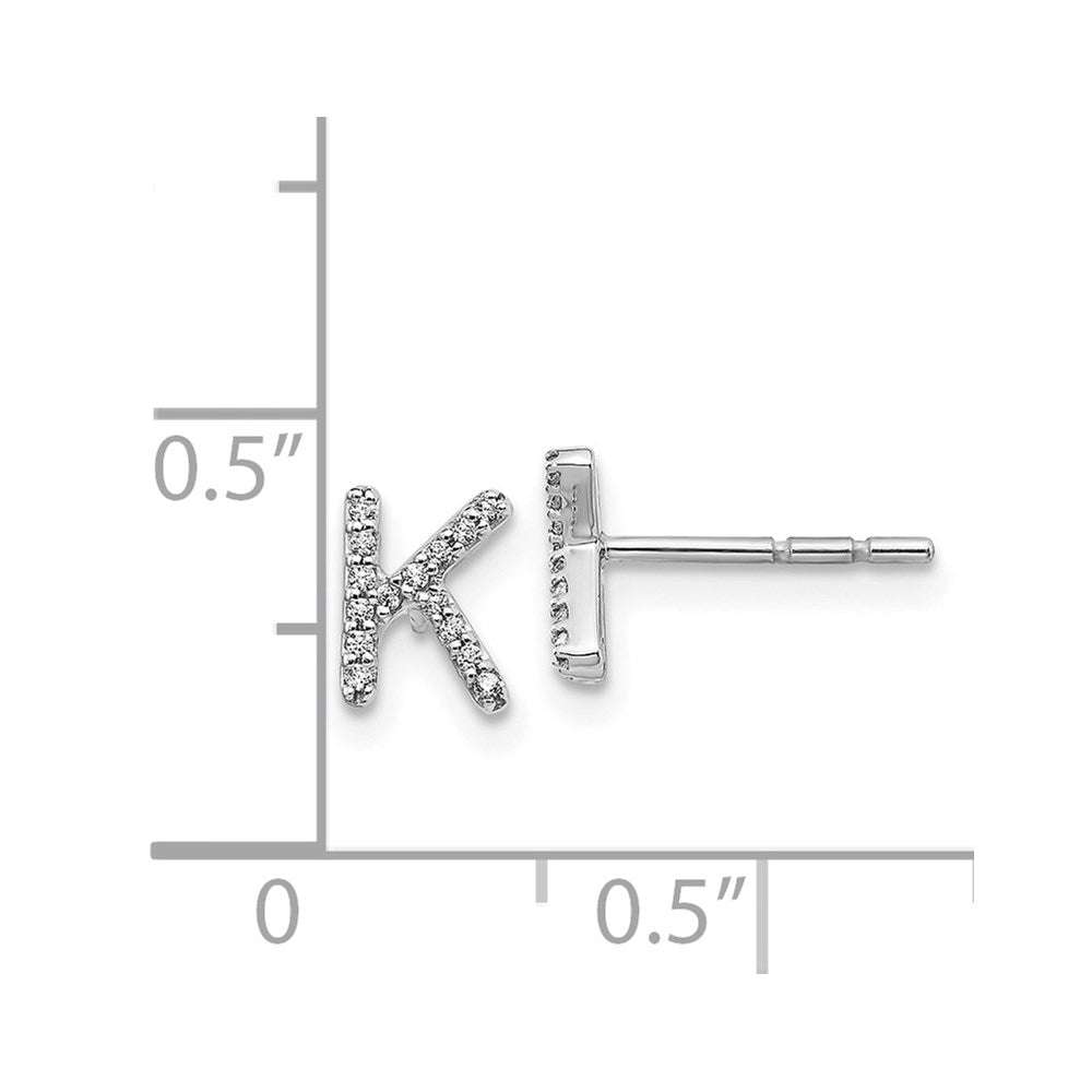 14k White Gold Diamond Initial K Post Earrings