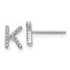 14k White Gold Diamond Initial K Post Earrings