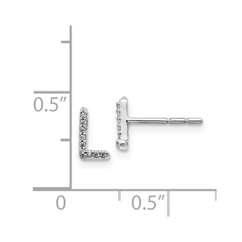 14k White Gold Diamond Initial L Post Earrings