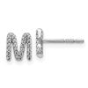 14k White Gold Diamond Initial M Post Earrings