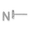 14k White Gold Diamond Initial N Post Earrings