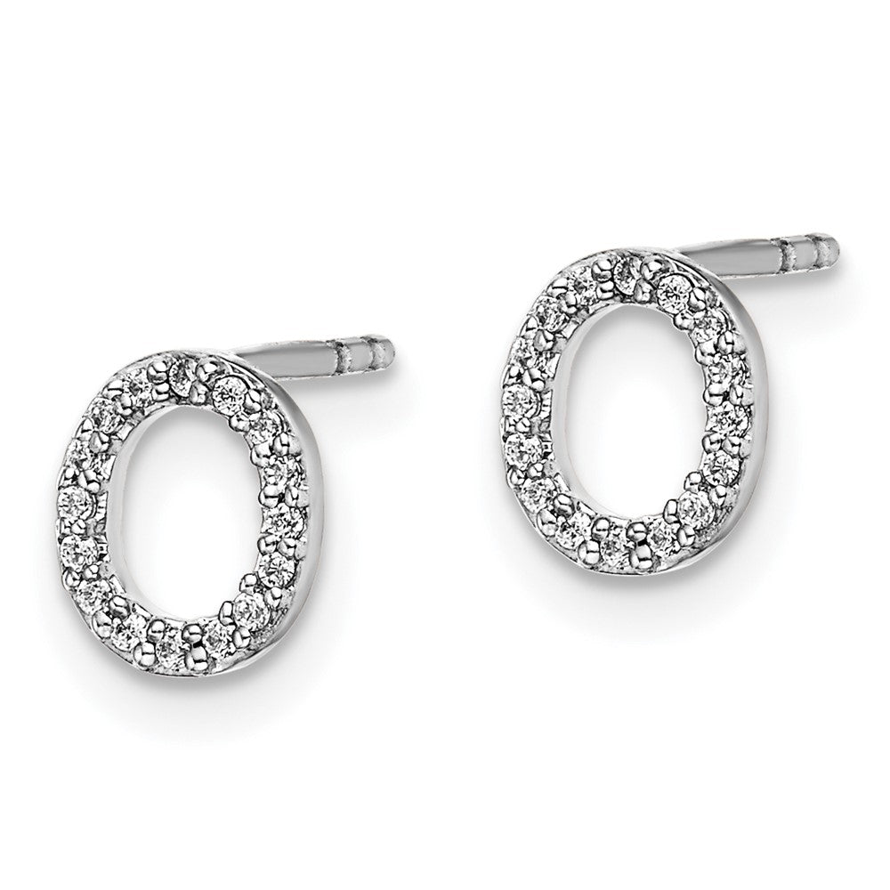 14k White Gold Diamond Initial O Post Earrings