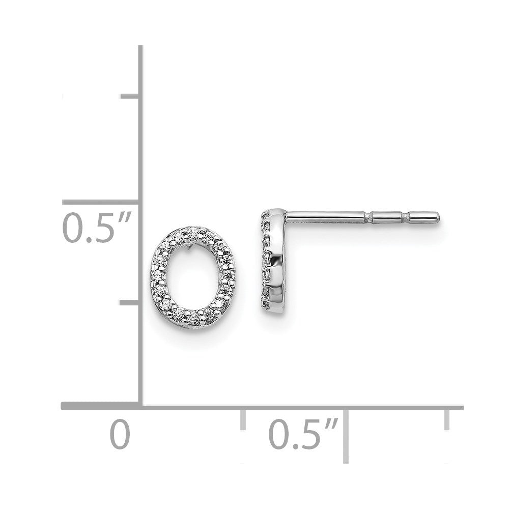 14k White Gold Diamond Initial O Post Earrings