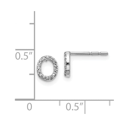 14k White Gold Diamond Initial O Post Earrings