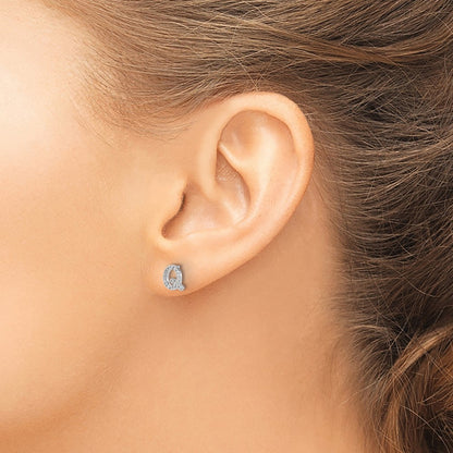 14k White Gold Diamond Initial Q Post Earrings