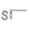 14k White Gold Diamond Initial S Post Earrings