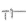 14k White Gold Diamond Initial T Post Earrings