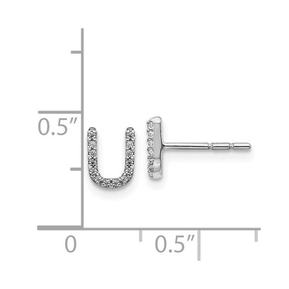 14k White Gold Diamond Initial U Post Earrings