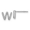 14k White Gold Diamond Initial W Post Earrings