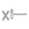14k White Gold Diamond Initial X Post Earrings