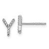 14k White Gold Diamond Initial Y Post Earrings