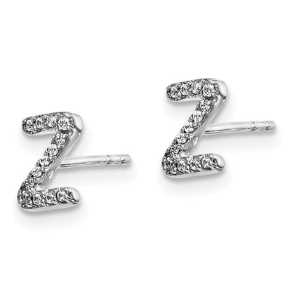 14k White Gold Diamond Initial Z Post Earrings