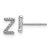 14k White Gold Diamond Initial Z Post Earrings