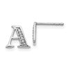 14k White Gold Diamond Initial A Post Earrings