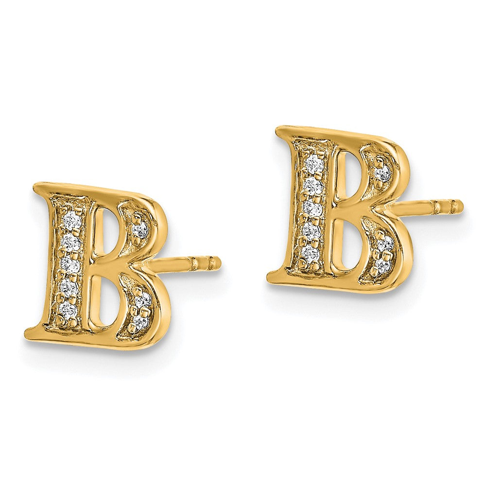 14k Diamond Initial B Post Earrings